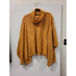 Simplee Womens Yellow Poncho Sweater Cowl Neck Knit Pullover Top Size